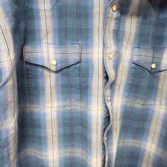 Wrangler Western Shirt 3XL | Vintage Cowboy Button Down Blue Short Sleeve - Picture 5 of 7